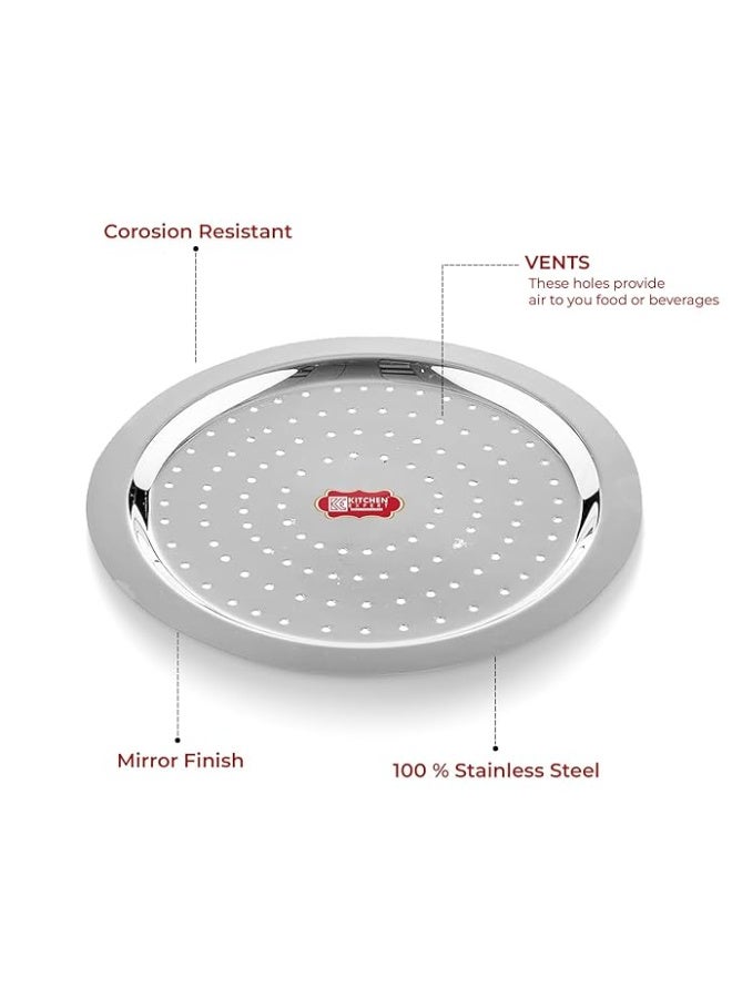 Kitchen Expert - Steel Hole Lid | Set of 2 | Lid Covers for Utensils | Milk Cover Plate| Steel Jali Plate | Essential Set for Kitchen | Multipurpose - Image 3